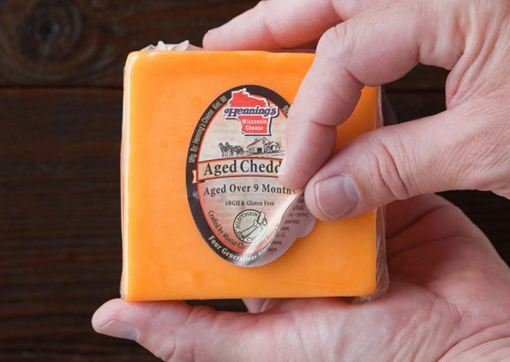 coupon label on block of cheese