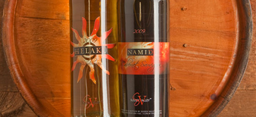 pressure sensitive film label on wine bottle