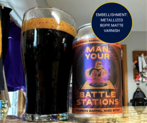 Beer Can with metallized BOP label with Matte Varnish